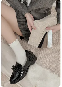 Comfortable women wool mid tube socks solid color autumn winter casual daily warm soft style