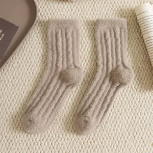 Damen warme Winter Fleece Rippstrick Socken, kuschelige dicke Thermosocken für kalte Tage.