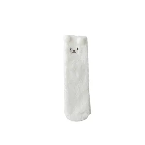 Cute fuzzy plush socks for women, thick warm winter sleep socks with adorable bear ears design.