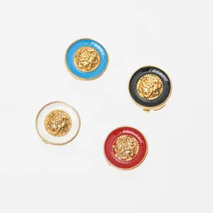 Vintage style metal buttons round decorative buttons for shirt collar accessories 4pcs