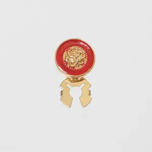 Chanel-style luxury round red metal decorative button shawl clip cufflink accessory