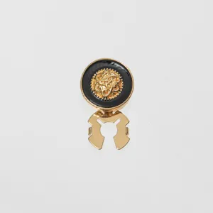 Vintage black and gold round decorative button elegant shawl clip brooch shirt collar fashion accessory