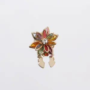 Vintage colorful lotus flower scarf buckle retro shirt cuff links elegant jewelry detail