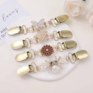 French Vintage Alloy Rhinestone Artificial Pearl Scarf Buckle Shawl Clip Cardigan Clip Butterfly Flower Star Design Women Fashion Accessories