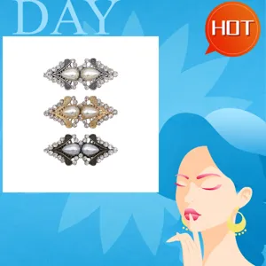 European vintage pearl rhinestone sweater shawl clip elegant metal collar brooch set