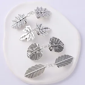 Retro Alloy Leaf Scarf Clip For Women Fashion Clothing Fastener Metal Brooch Scarf Ring Jewelry Gift