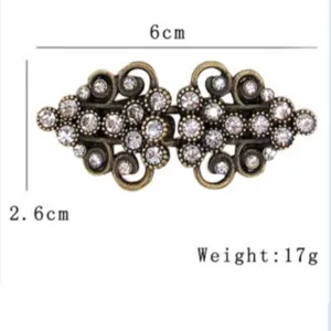 Vintage rhinestone cardigan clip retro metal cape clasp sweater brooch decorative fastener accessory