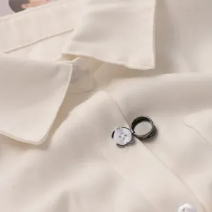 Femme chemise boucle decorative manchette elegante bouton metal accessoire detail
