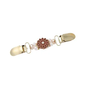 Vintage Pearl Cardigan Clip Shawl Brooch Scarf Collar Cinch Pin Women Fashion Jewelry