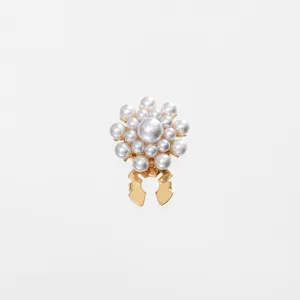 Korean style pearl flower collar clip cufflink elegant shirt decorative women accessory