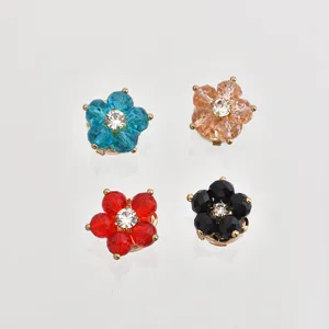 French Retro Alloy Rhinestone Crystal Flower Scarf Buckle Suit Shirt Button Brooch Decorative Jewelry For Women