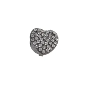 Bouton de manchette de chemise en strass en forme de cœur pour femmes, accessoire décoratif.