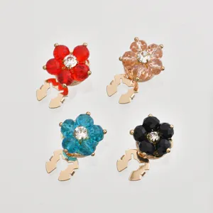 Crystal flower rhinestone brooch alloy buttons suit shirt scarf decorative details