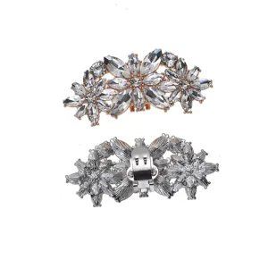 Rhinestone shoe clips crystal flower shoe charms for women high heels decorative accessories detail view.