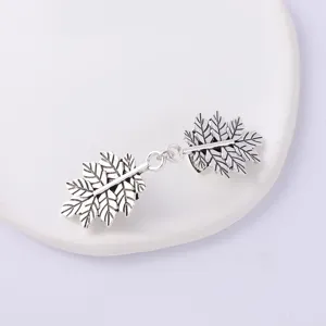 Silver leaf cardigan clip sweater shawl pin vintage dress fastener cloak clasp accessories