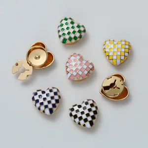 Minimalist Alloy Checkerboard Heart Cufflinks Fashion Shirt Decorative Buttons Clothing Accessories Jewelry