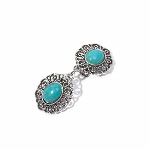 Vintage turkoois cardigan clip sjaal kraag broche retro metaal speld doek gesp accessoire