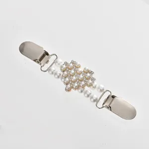 Pearl rhinestone sweater clip collar dress accessory brooch shawl fastener pin chic
