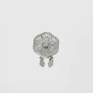 Spilla strass filigrana floreale argento clip colletto fibbia sciarpa elegante