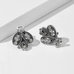 Clips per cardigan con scialle in strass di cristallo color argento vintage fibbia per colletto