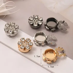Modieuze Bloemen Strass Manchetknopen Legering Metaal Kristal Shirt Manchetknopen Voor Vrouwen Zakelijk Bruiloft Shirt Accessoires