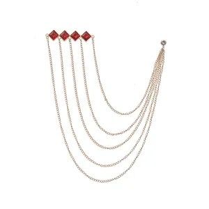 European style diamond rhombus brooch suit chain fashion clothing accessory for women