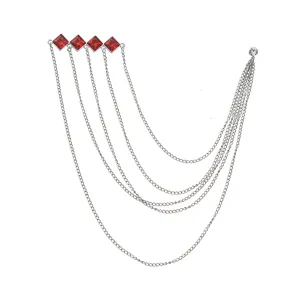 Cross-border European American diamond rhombus brooch suit versatile chain chest accessory