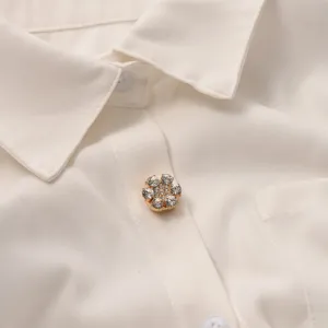 Bloem strass shirt knop detail, elegante decoratieve kristallen knop voor damesblouses.