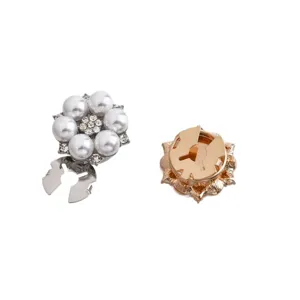 Bouton fleur perle strass alliage chic accessoire decoratif polyvalent pour chemise vetement