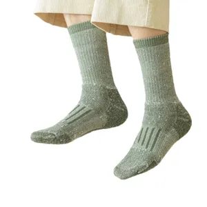 Calcetines de senderismo de lana térmica gruesa para hombre, calcetines verdes de invierno.