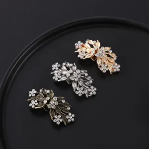 Französisch Elegante Legierung Strass Schaltuch Clip Schal Cardigan Feste Clip Mode Blume Blatt Brosche Pin Damen Schmuck