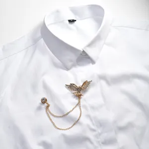 British Style Alloy Wing Brooch Vintage Chain Collar Pin Suit Shirt Rhinestone Brooches Fashion Apparel Jewelry Accessories