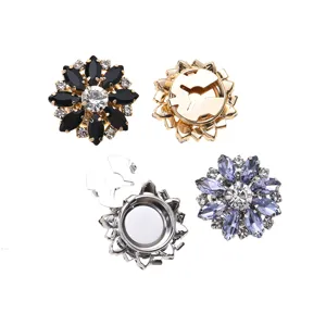 Rhinestone Flower Metal Buttons Decorative Suit Shirt Sweater Snap Fasteners New