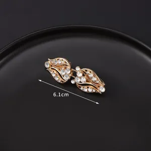 Vintage rhinestone scarf clip golden metal collar clip elegant women fashion accessories