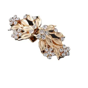 Elegante goldene Strass Schal Clip Blatt Blumen Brosche Tuchnadel Cardigan Verschluss