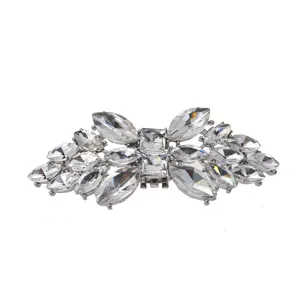 Exquisite crystal shoe clip rhinestone metal bowknot decorative buckle for high heels accessory
