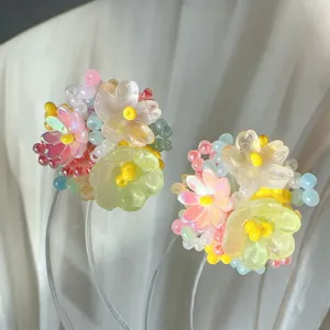 Colorful beaded flower button set, dopamine aesthetic shirt cuff decoration accessories