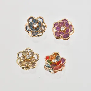 Camellia Flower Cufflinks Crystal Rhinestone Alloy Shirt Suit Cuff Links Scarf Clip Fashion Jewelry For Women