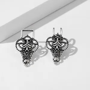 Vintage silver tone metal hollow out cloak cardigan clips decorative sweater scarf fasteners.