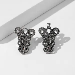 Vintage antique silver hollow shawl clip detail, exquisite filigree pattern for women dress.