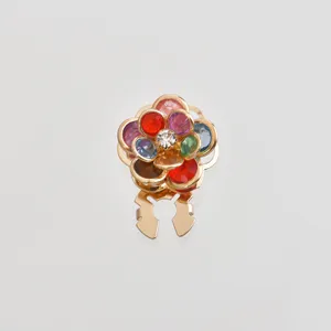 Colorful crystal flower camellia shirt cufflink and stylish scarf buckle accessory detail