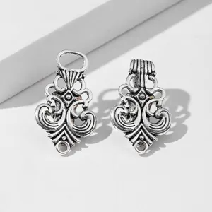 Vintage antique silver hollow-out shawl clip cardigan accessory for women elegant apparel.