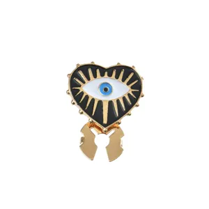 Evil eye enamel heart shirt collar clip vintage lapel pin fashion decorative metal jewelry.