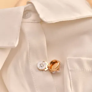 Perlenhemd dekorative knopf brosche kragenclip für frauen elegante mode schmuckzubehör haupt