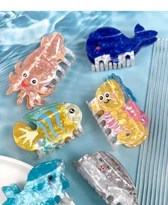 Joli ensemble de pinces à cheveux animaux marins, pinces requin et baleine pour femmes filles.