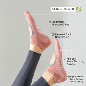 Calcetines de yoga mujer algodón antideslizante pilates fitness transpirables deporte