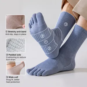 Calcetines de Cinco Dedos para Hombre de Algodón Media Pantorrilla Dedos Separados Transpirables Anti Olor Antibacterianos Casuales