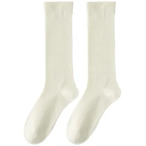 Calze Alte Casual da Donna in Cotone Tinta Unita Assorbi-Sudore Deodorante Morbido Traspirante Moda Quotidiana