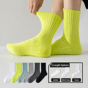 Calcetines Deportivos Atléticos para Hombre de Running Crew Puro Algodón Fondo de Rizo Transpirable Anti-Odor Baloncesto Calcetines Largos