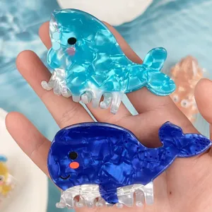 Joli ensemble de pince à cheveux animal marin, pince requin en résine pour femmes.